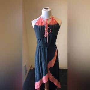 Gypsy 05 Tie Dye midi ruffled halter Dress. Viscose. XS